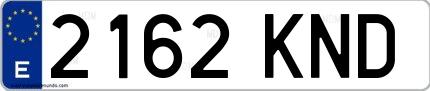 Ejemplo de matrícula española 2162 KND