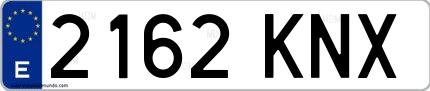 Ejemplo de matrícula española 2162 KNX