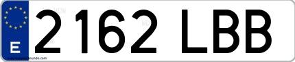 Ejemplo de matrícula española 2162 LBB