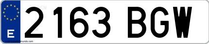 Ejemplo de matrícula española 2163 BGW
