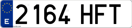 Ejemplo de matrícula de coche ordinaria 2164 HFT
