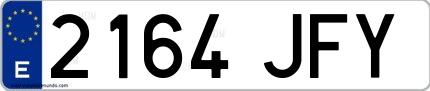 Ejemplo de matrícula española 2164 JFY