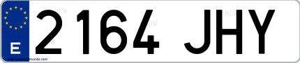Ejemplo de matrícula española 2164 JHY
