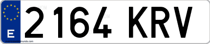 Ejemplo de matrícula de coche ordinaria 2164 KRV