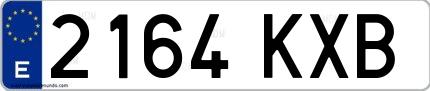 Ejemplo de matrícula española 2164 KXB