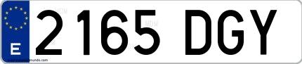 Ejemplo de matrícula española 2165 DGY