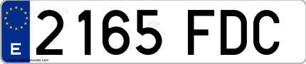 Ejemplo de matrícula de coche ordinaria 2165 FDC