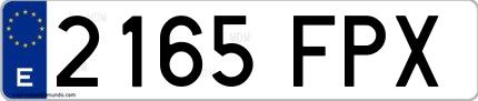 Ejemplo de matrícula española 2165 FPX