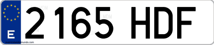 Ejemplo de matrícula de coche ordinaria 2165 HDF