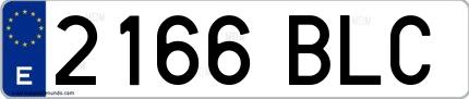 Ejemplo de matrícula española 2166 BLC