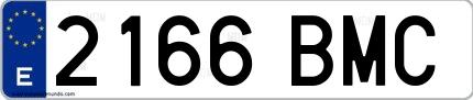 Ejemplo de matrícula española 2166 BMC