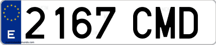 Ejemplo de matrícula de coche ordinaria 2167 CMD