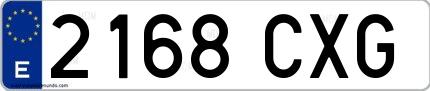 Ejemplo de matrícula española 2168 CXG