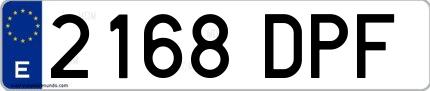 Ejemplo de matrícula española 2168 DPF