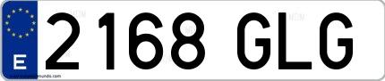 Ejemplo de matrícula española 2168 GLG