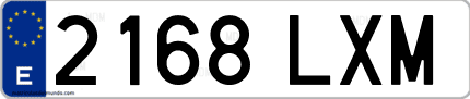 Ejemplo de matrícula de coche ordinaria 2168 LXM