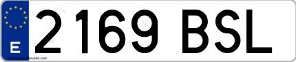Ejemplo de matrícula española 2169 BSL