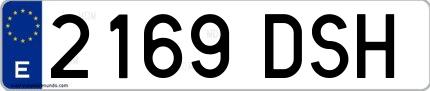 Ejemplo de matrícula española 2169 DSH