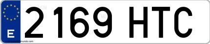 Ejemplo de matrícula española 2169 HTC