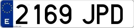 Ejemplo de matrícula española 2169 JPD