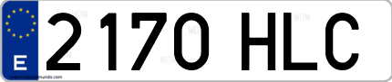 Ejemplo de matrícula de coche ordinaria 2170 HLC
