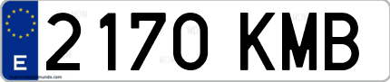 Ejemplo de matrícula de coche ordinaria 2170 KMB