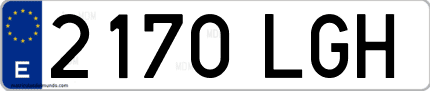 Ejemplo de matrícula de coche ordinaria 2170 LGH