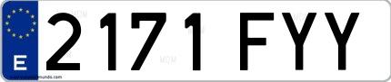 Ejemplo de matrícula española 2171 FYY
