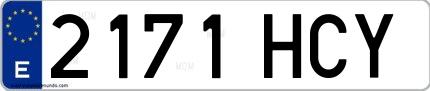 Ejemplo de matrícula española 2171 HCY