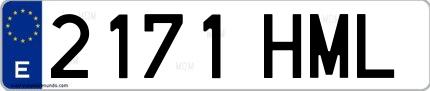 Ejemplo de matrícula española 2171 HML