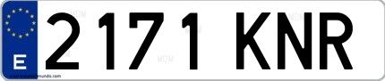 Ejemplo de matrícula española 2171 KNR