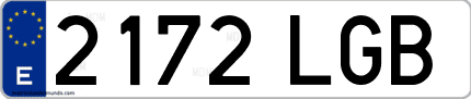 Ejemplo de matrícula de coche ordinaria 2172 LGB