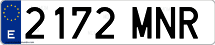 Ejemplo de matrícula de coche ordinaria 2172 MNR
