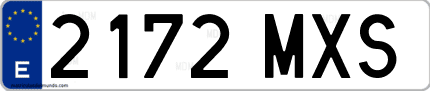 Ejemplo de matrícula de coche ordinaria 2172 MXS
