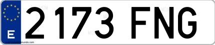 Ejemplo de matrícula española 2173 FNG