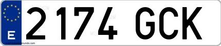 Ejemplo de matrícula española 2174 GCK