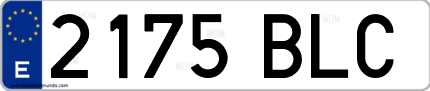 Ejemplo de matrícula de coche ordinaria 2175 BLC