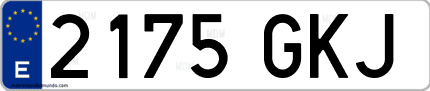Ejemplo de matrícula de coche ordinaria 2175 GKJ
