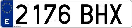 Ejemplo de matrícula española 2176 BHX