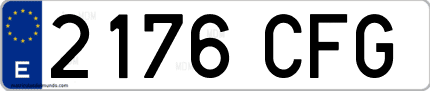 Ejemplo de matrícula de coche ordinaria 2176 CFG