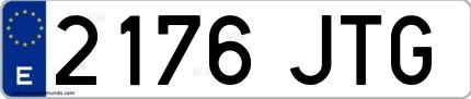 Ejemplo de matrícula española 2176 JTG