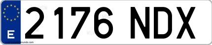 Ejemplo de matrícula española 2176 NDX