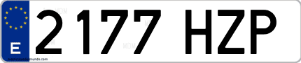 Ejemplo de matrícula de coche ordinaria 2177 HZP