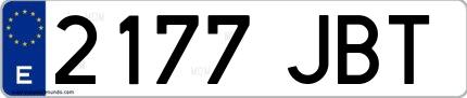 Ejemplo de matrícula española 2177 JBT