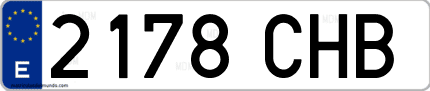 Ejemplo de matrícula de coche ordinaria 2178 CHB