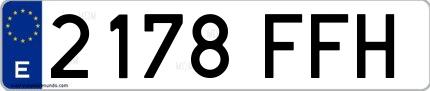 Ejemplo de matrícula española 2178 FFH