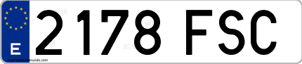 Ejemplo de matrícula de coche ordinaria 2178 FSC