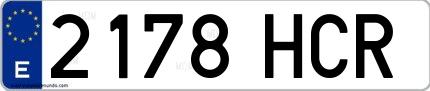 Ejemplo de matrícula española 2178 HCR