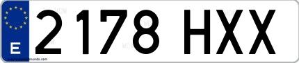 Ejemplo de matrícula española 2178 HXX