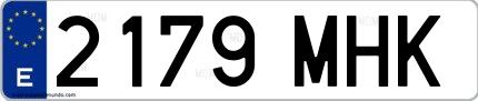 Ejemplo de matrícula española 2179 MHK